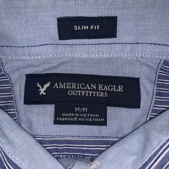 American Eagle Slim Fit Striped Button Up Shirt - Picture 8 of 9